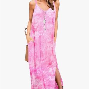 Women's Pink Tie-Dye Maxi Dress